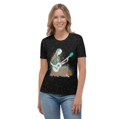 Colorful abstract design on women's crew neck t-shirt