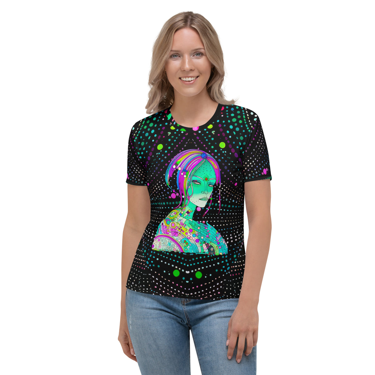 Retro Pop Blast T-Shirt for Women - Crew Neck Design