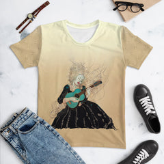 Woman wearing Sunshine Blooms Women's Crewneck Tee in a bright outdoor setting