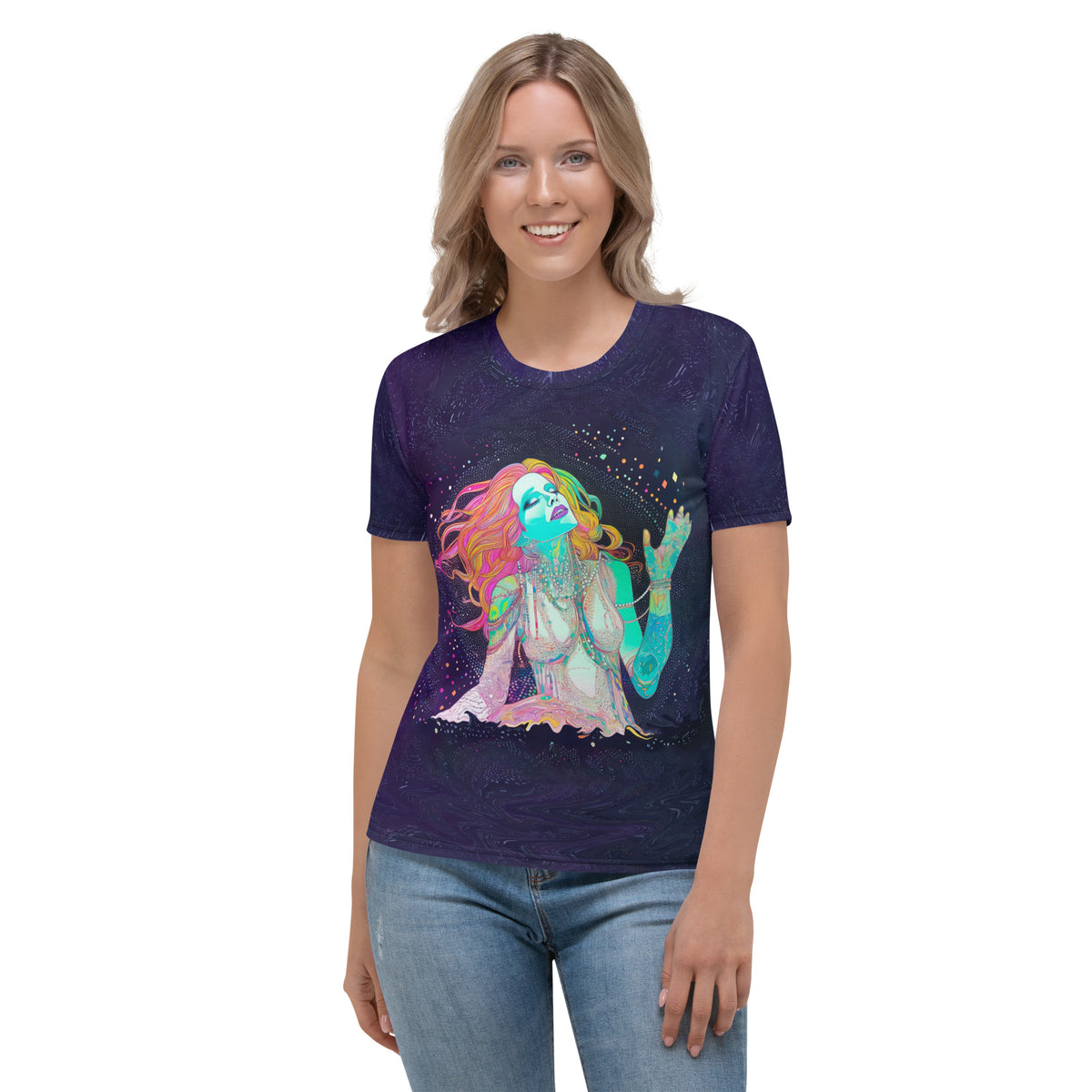 Front view of Wildflower Whimsy Women's Crewneck Tee.