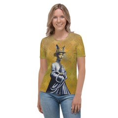 Celestial Symphony Women's T-Shirt - Cosmic design close-up