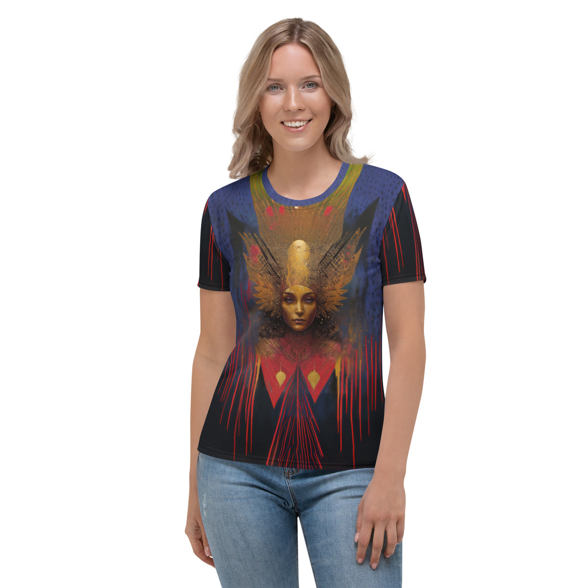 Women's Bohemian Rhapsody crewneck t-shirt in artistic print.