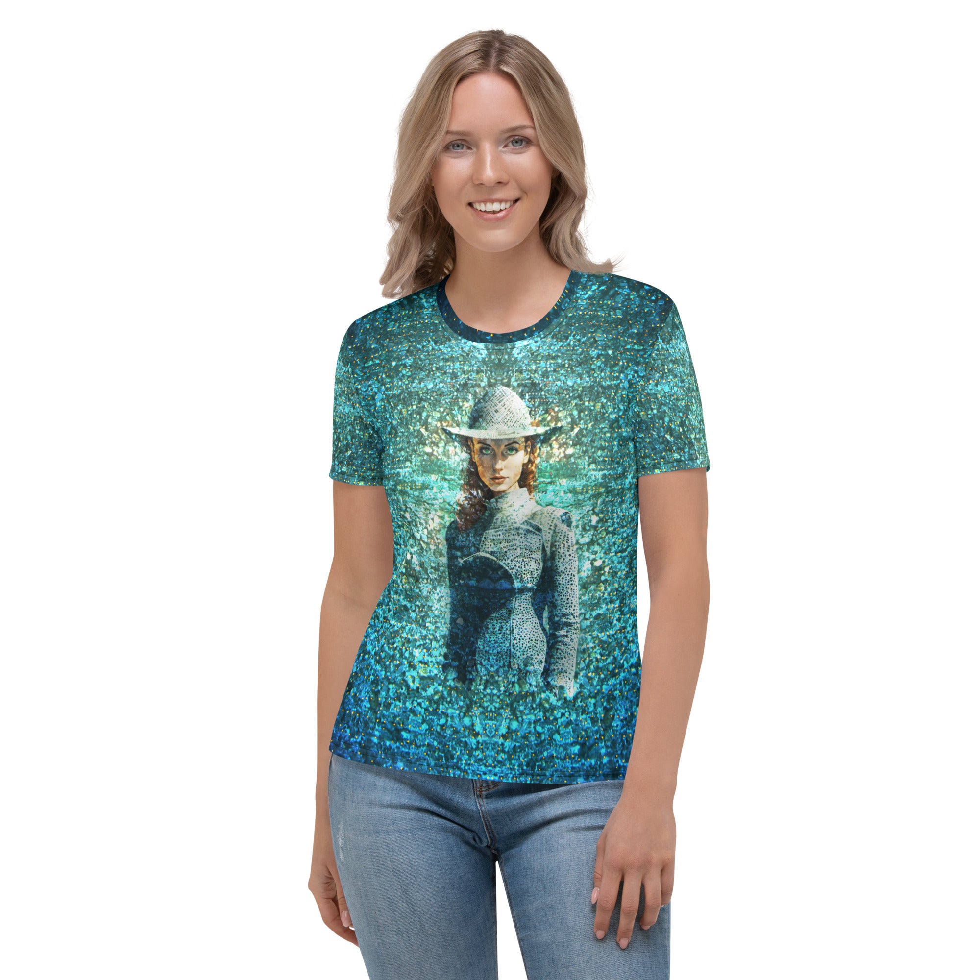 Floral Fantasy Beyond Style women's crew neck with intricate floral design.