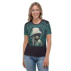 Abstract Harmony Beyond Style women's crew neck with modern design.