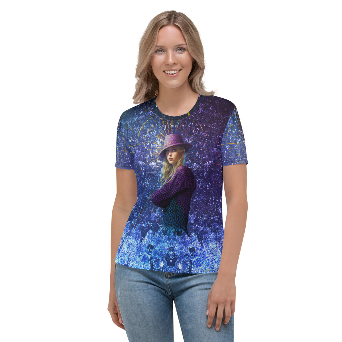 Floral Dream Beyond Style women's crew neck with floral pattern.