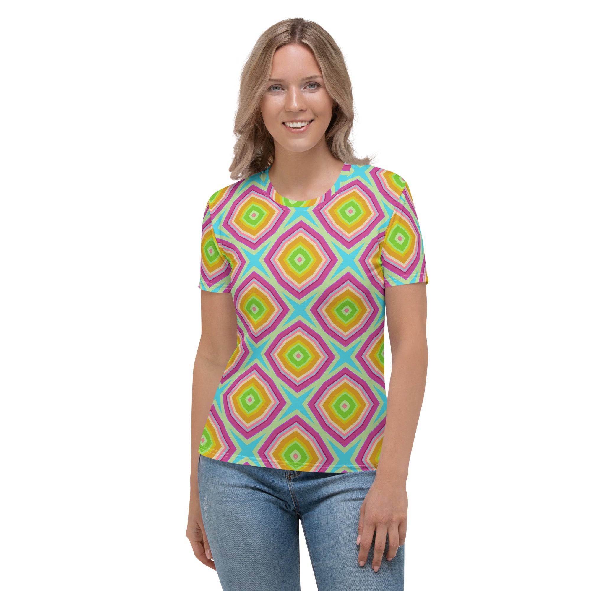Tropical pattern women's crewneck t-shirt
