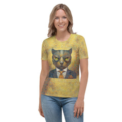 Feline Frenzy women's crewneck t-shirt with cat print