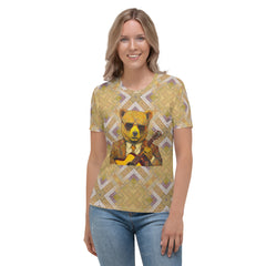 Casual women's crewneck shirt with bear and wilderness illustration