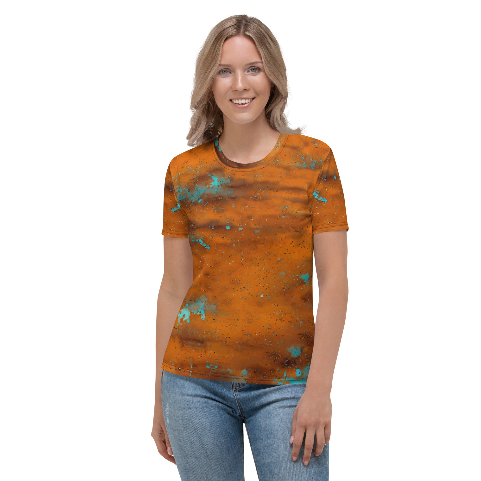 Bold ink blot pattern women's crew neck shirt.