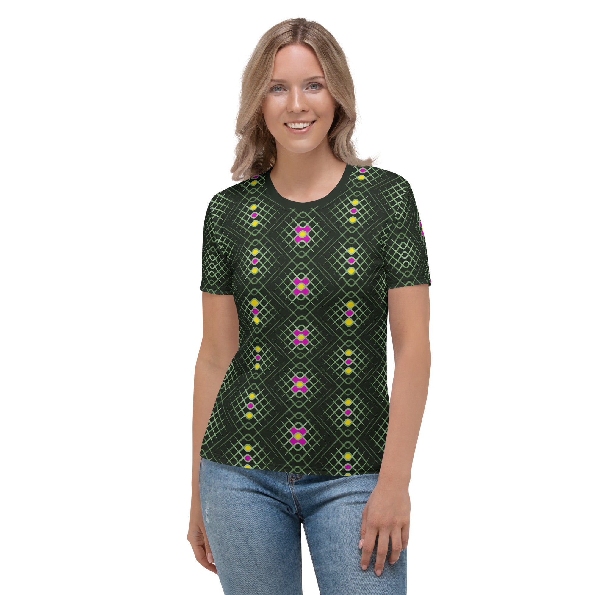 Abstract art design on women's crew neck t-shirt