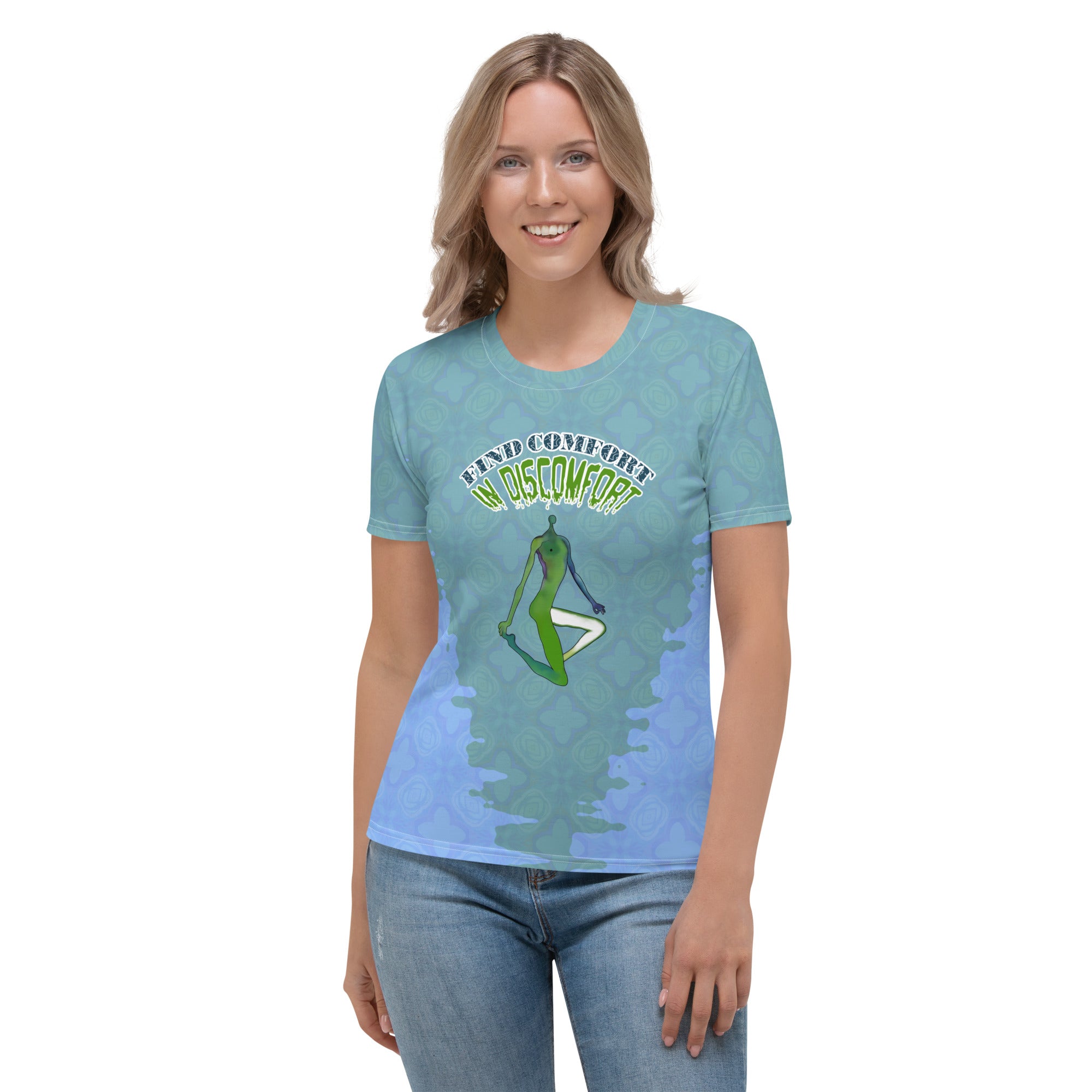 Tree Pose themed women's crew neck for grace and stability.