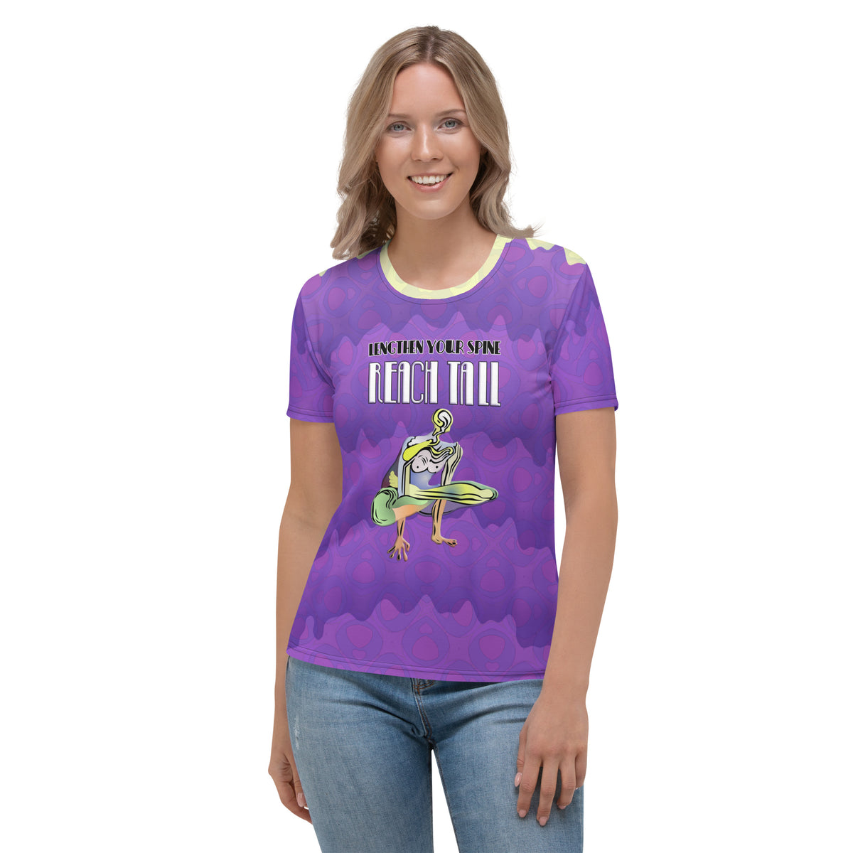 Women's crew neck featuring energizing Cobra Pose design.