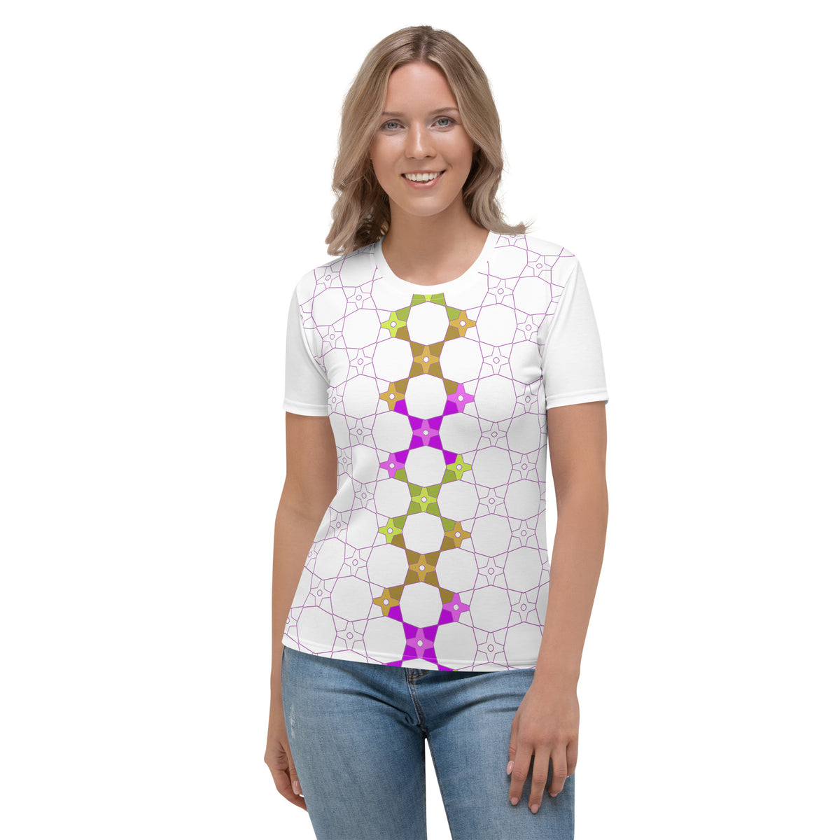 Dreamy Mandalas tee for women with vibrant patterns