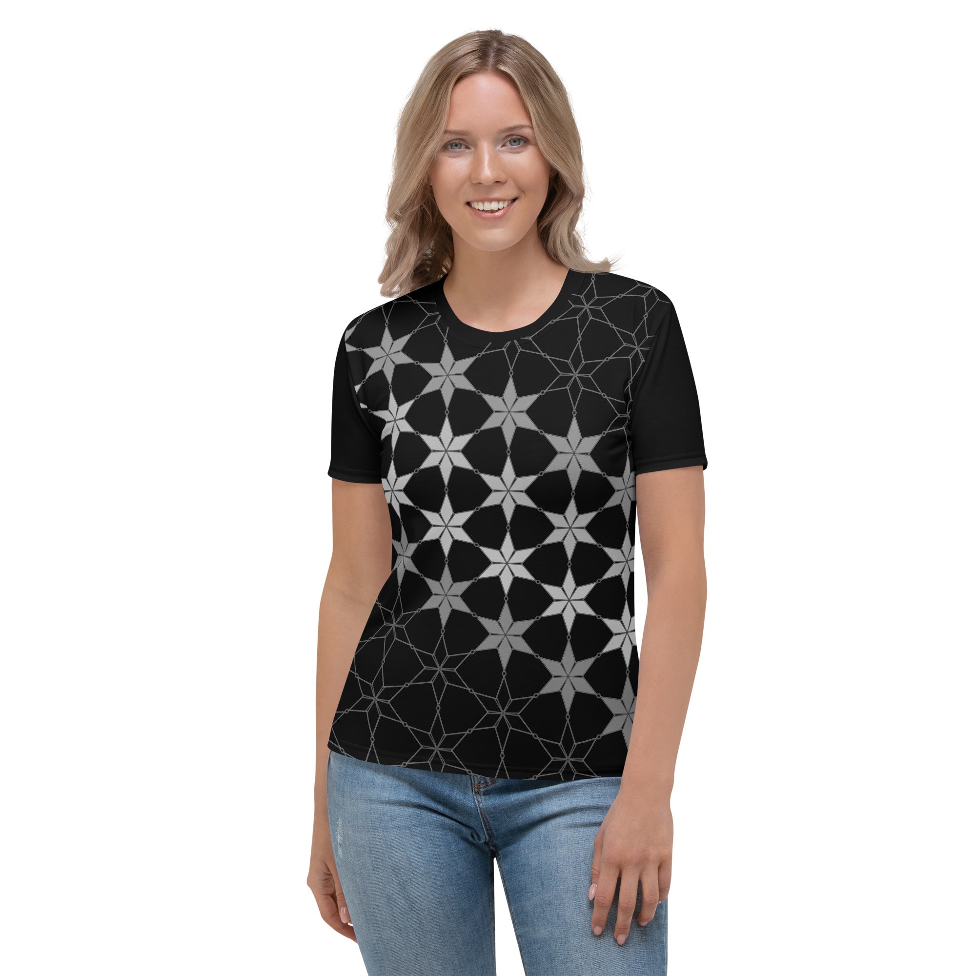 Geometric Bliss women's tee front view