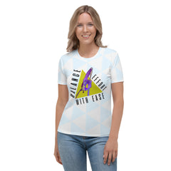 Eco Harmony women's sustainable crew neck t-shirt in white.
