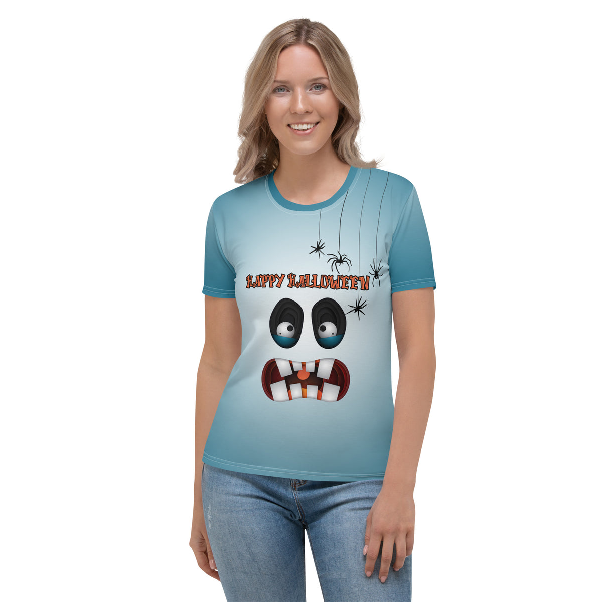 Women's Cursed Castle Crewneck Tee Halloween Design
