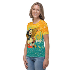 Sunset Surfer All-Over Print Women's Crew Neck T-Shirt Chase The Coastal Magic - Beyond T-shirts