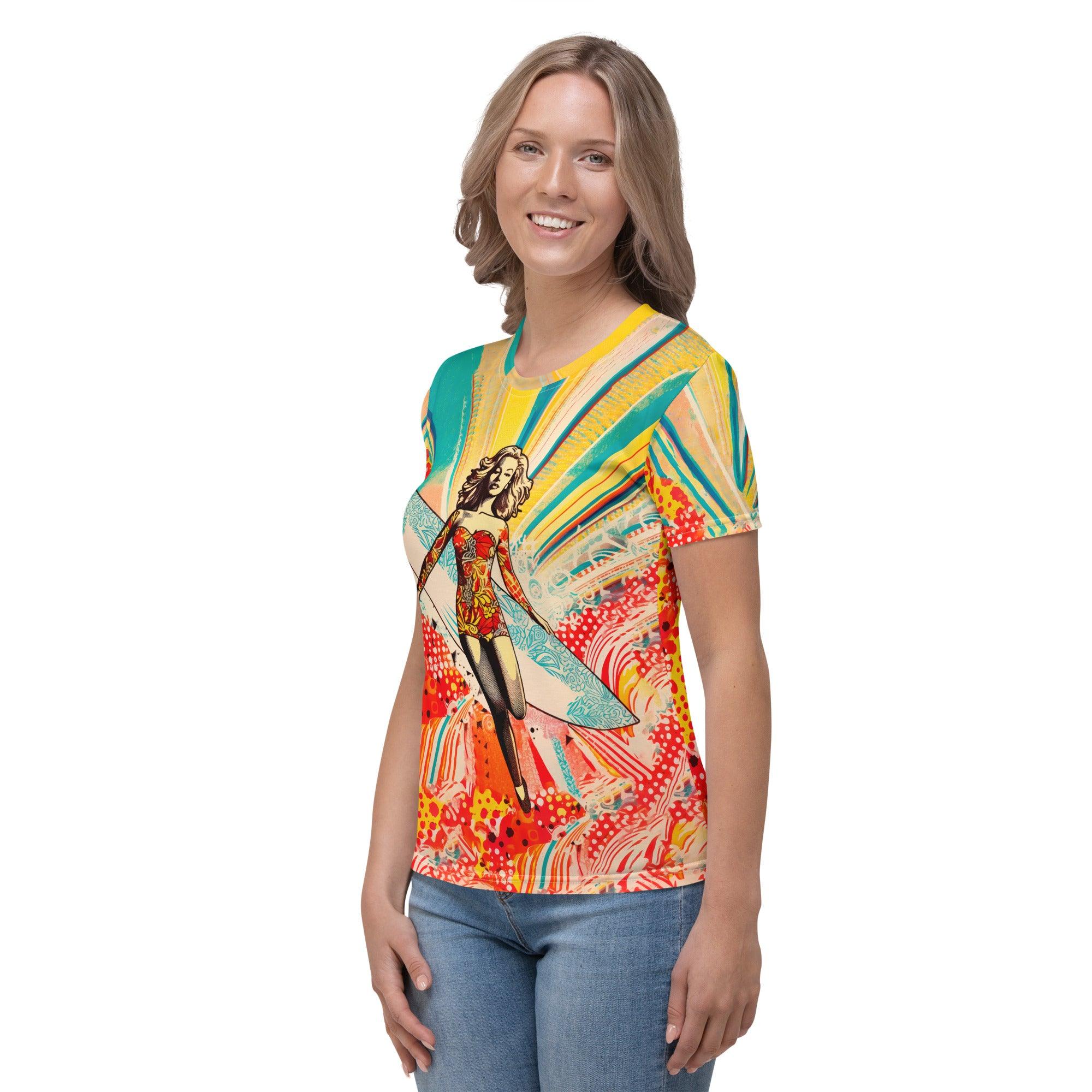 Beach Breaks All-Over Print Women's Crew Neck T-Shirt Conquer The Tides - Beyond T-shirts