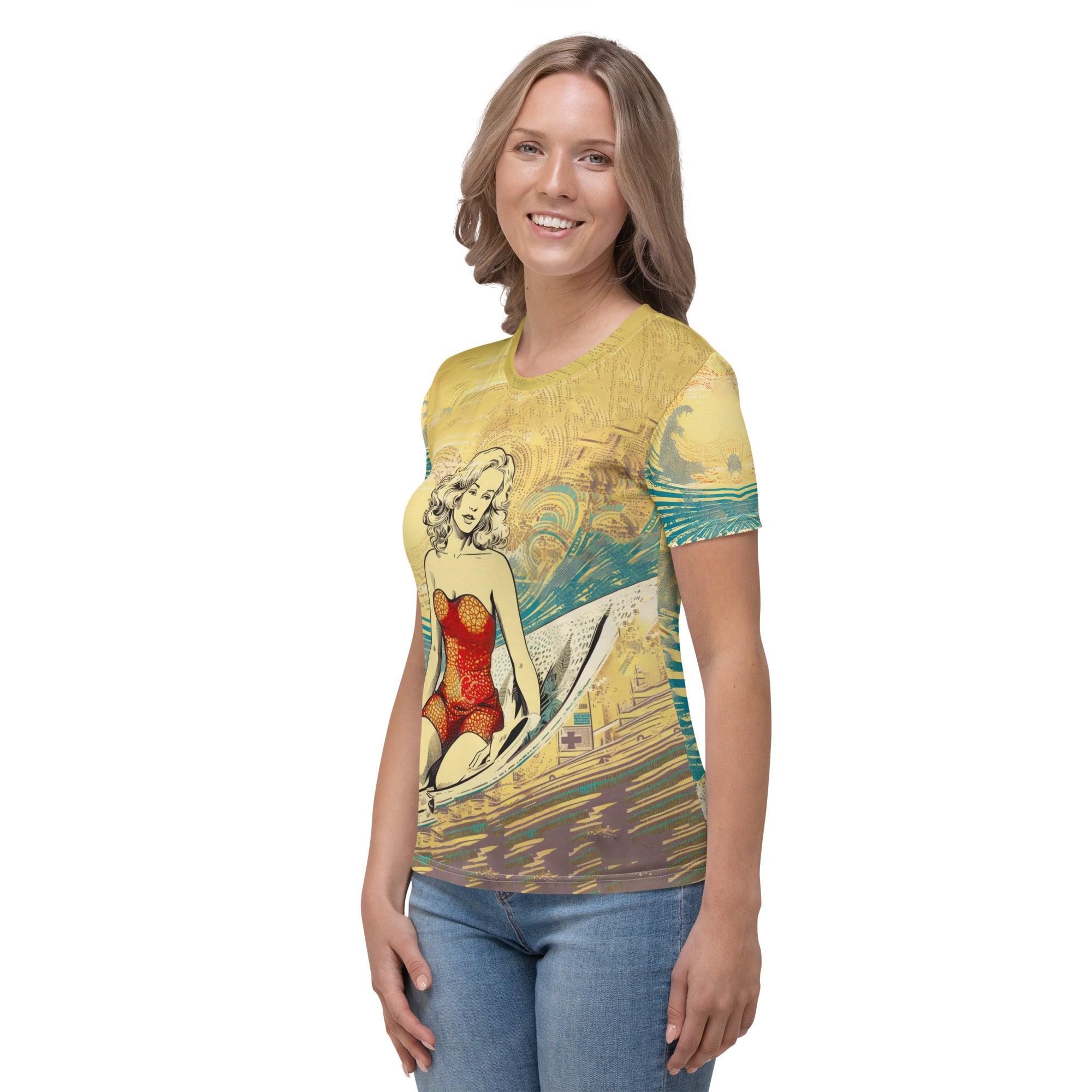 Wave Chaser All-Over Print Women's Crew Neck T-Shirt - Beyond T-shirts
