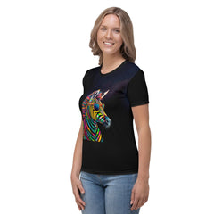 Zebra Safari All-Over Print Women's Crew Neck T-Shirt" - Beyond T-shirts