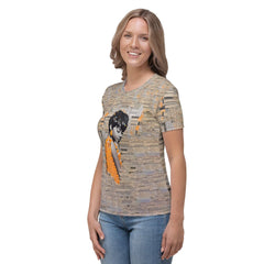 Acoustic Elegance Women's Music Themed Crew Neck T-Shirt - Beyond T-shirts