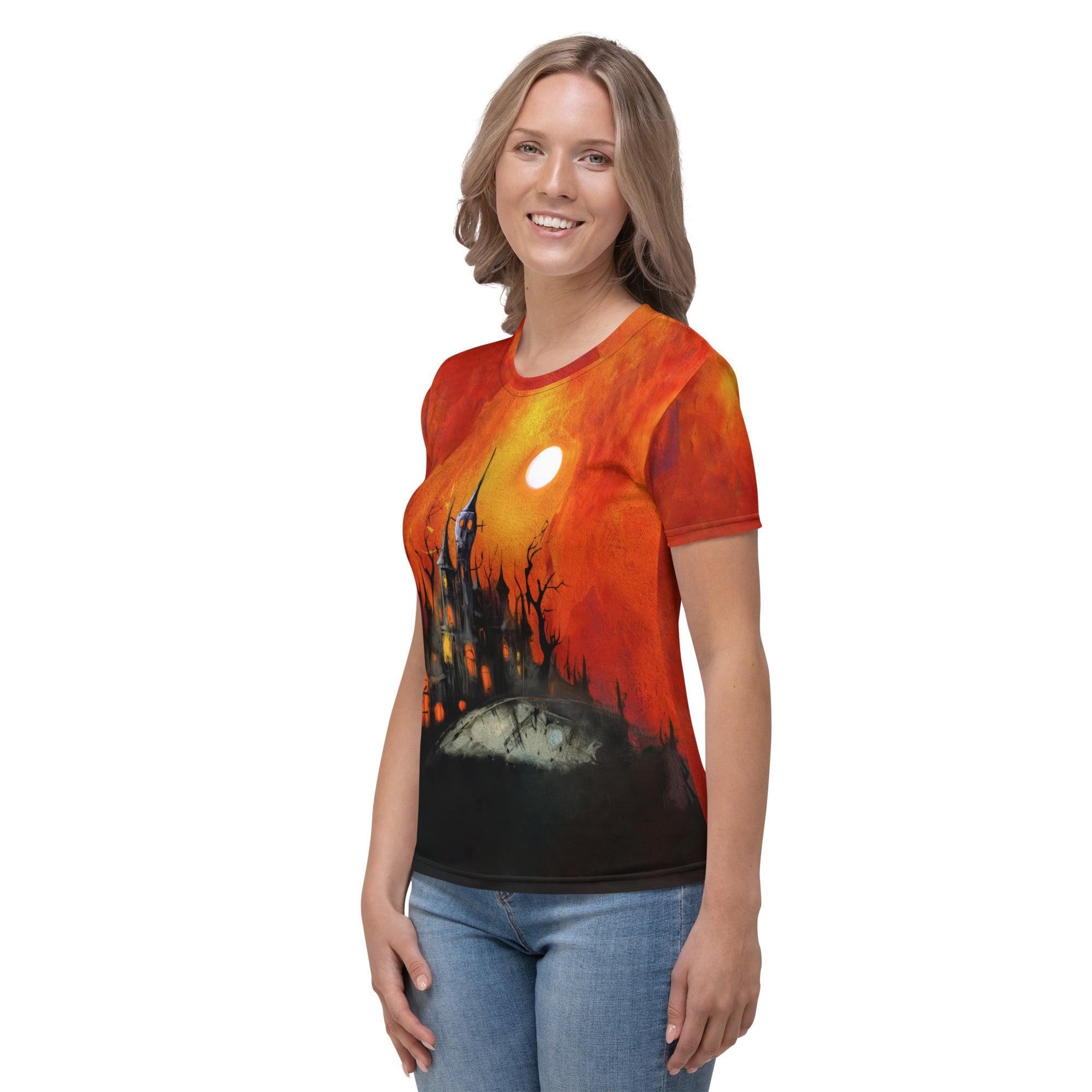 Halloween Haunted House Women's Crew Neck T-Shirt - Beyond T-shirts