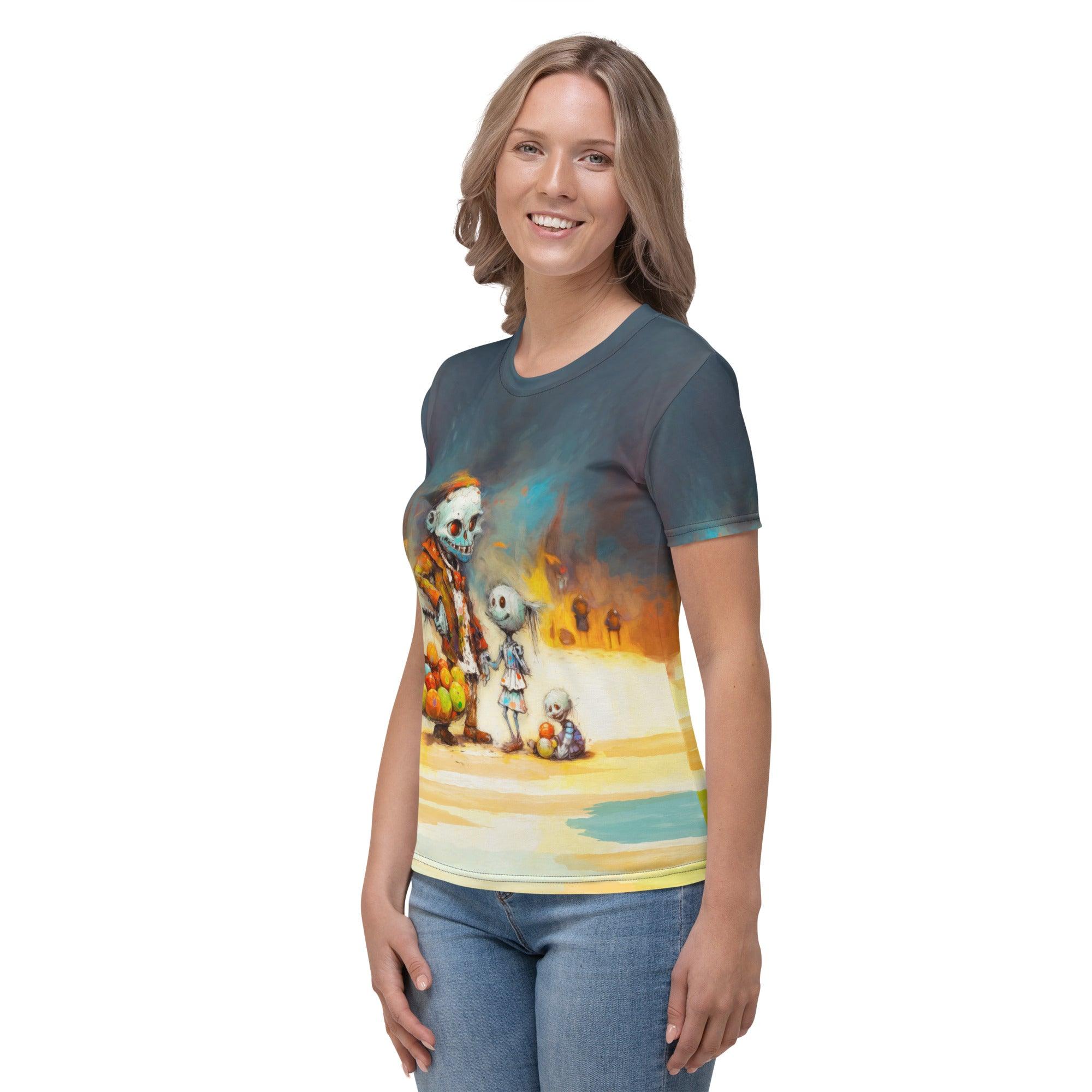 Ghosts And Ghouls All-Over Print Halloween Women's Crew Neck T-Shirt - Beyond T-shirts