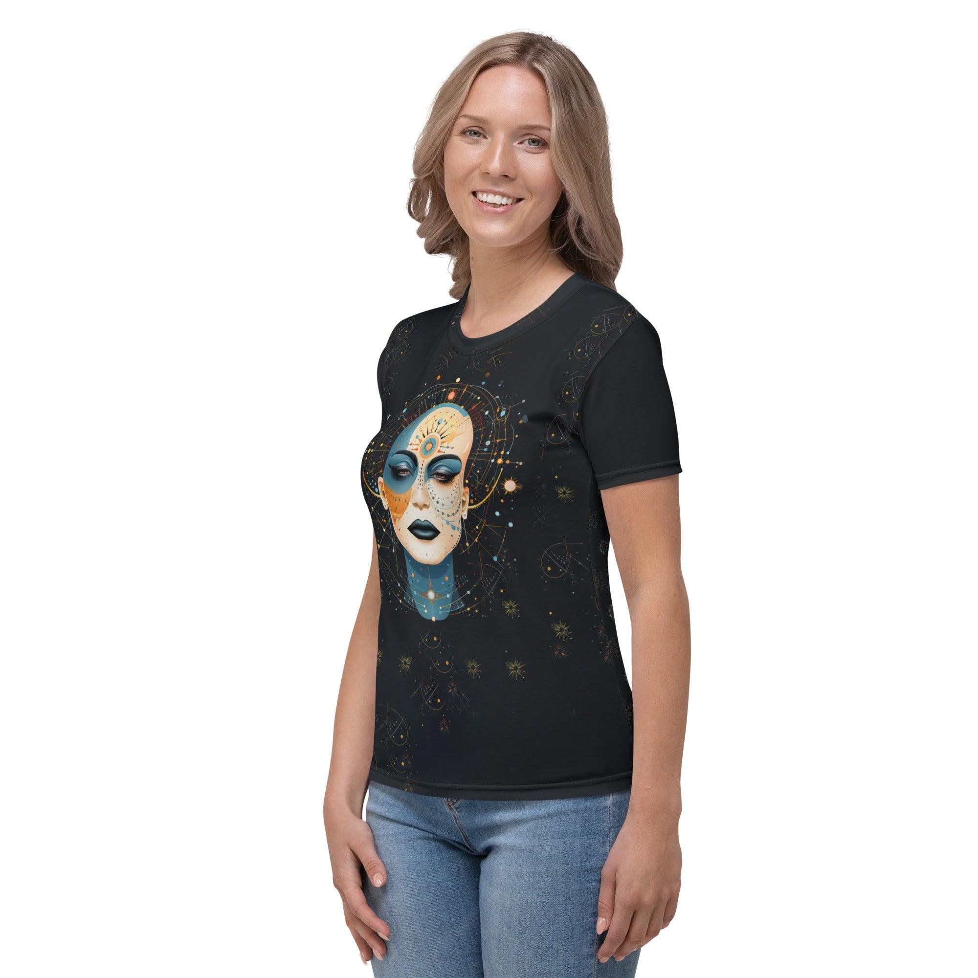 Vibrant Womanhood: Abstract Women Painting Crew Neck - Beyond T-shirts