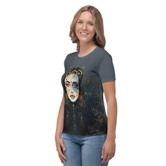 Abstract Grace Unveiled: Women's Art Crew Neck - Beyond T-shirts