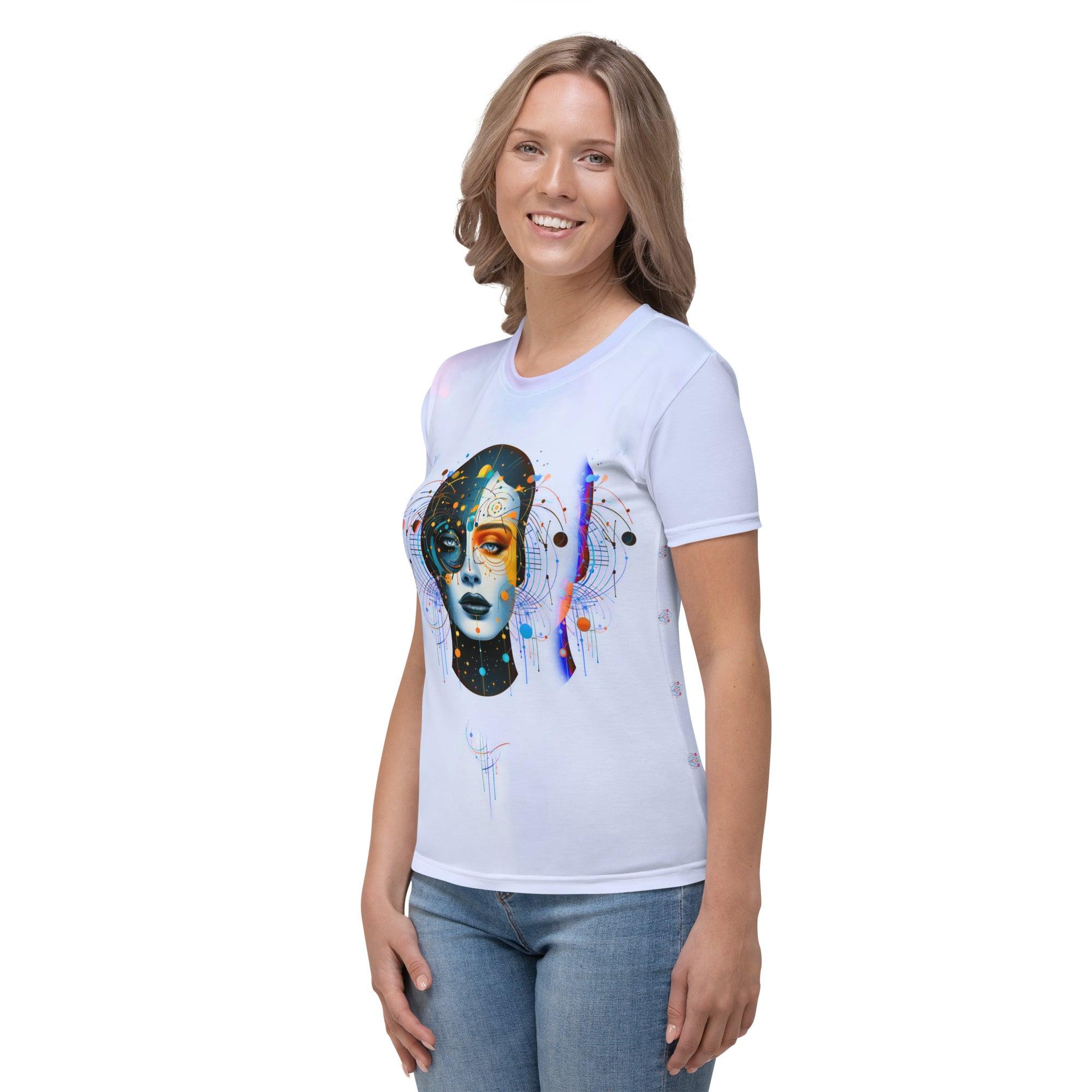 Empowerment in Abstract Elegance: Women's Art Crew Neck - Beyond T-shirts