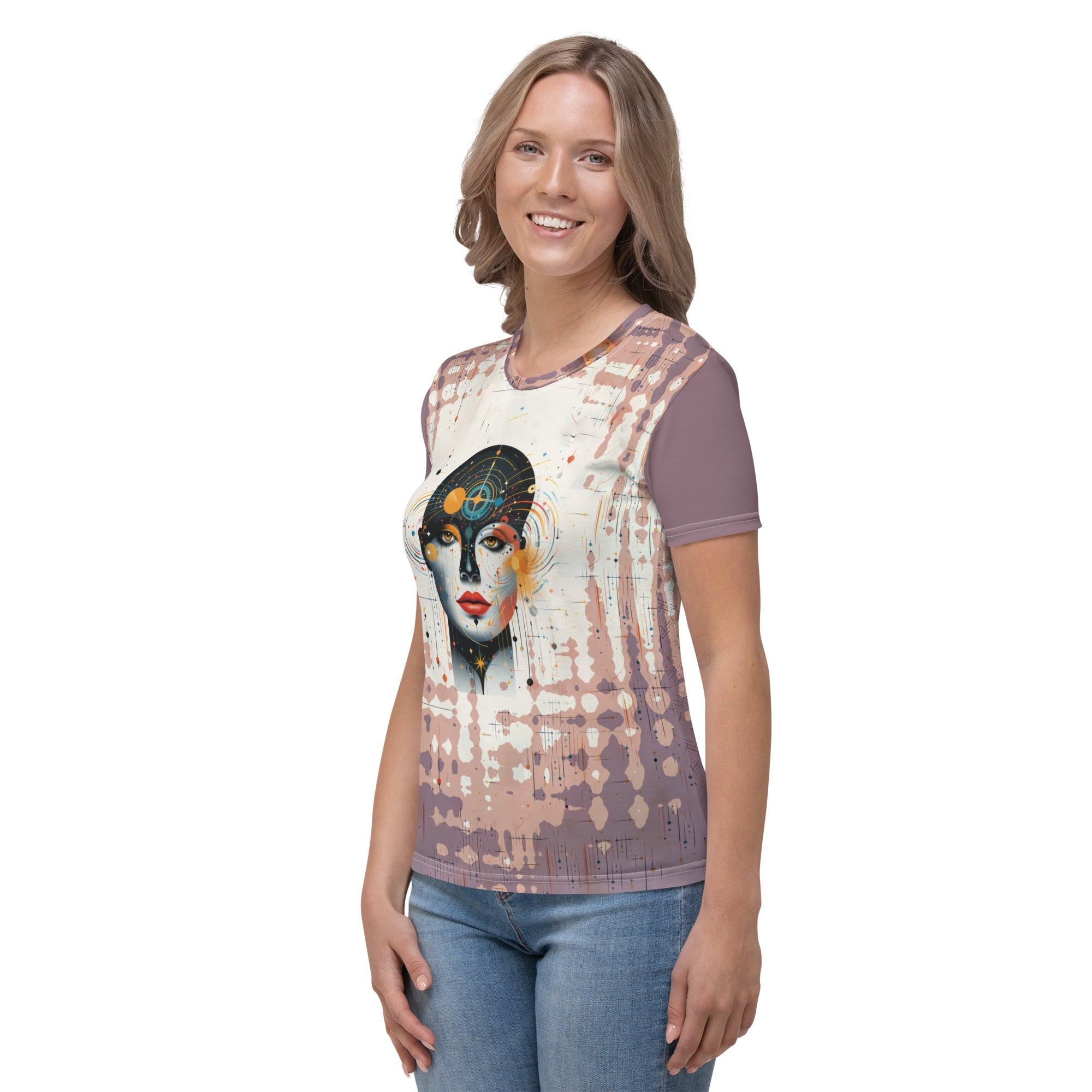 Empowering Expressions in Abstraction: Women's Crew Neck - Beyond T-shirts