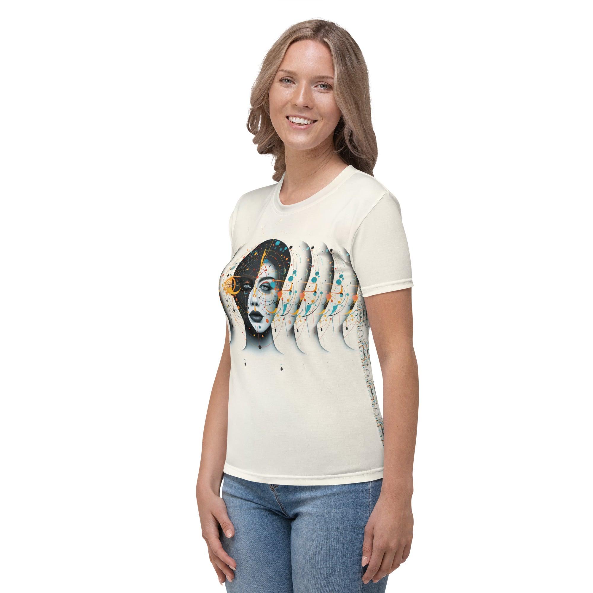 Empowerment in Abstract Elegance All-Over Women's Art Crew Neck - Beyond T-shirts