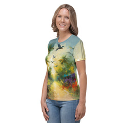 Coastal Breeze Horizon All-Over Print Women's Crew Neck T-Shirt