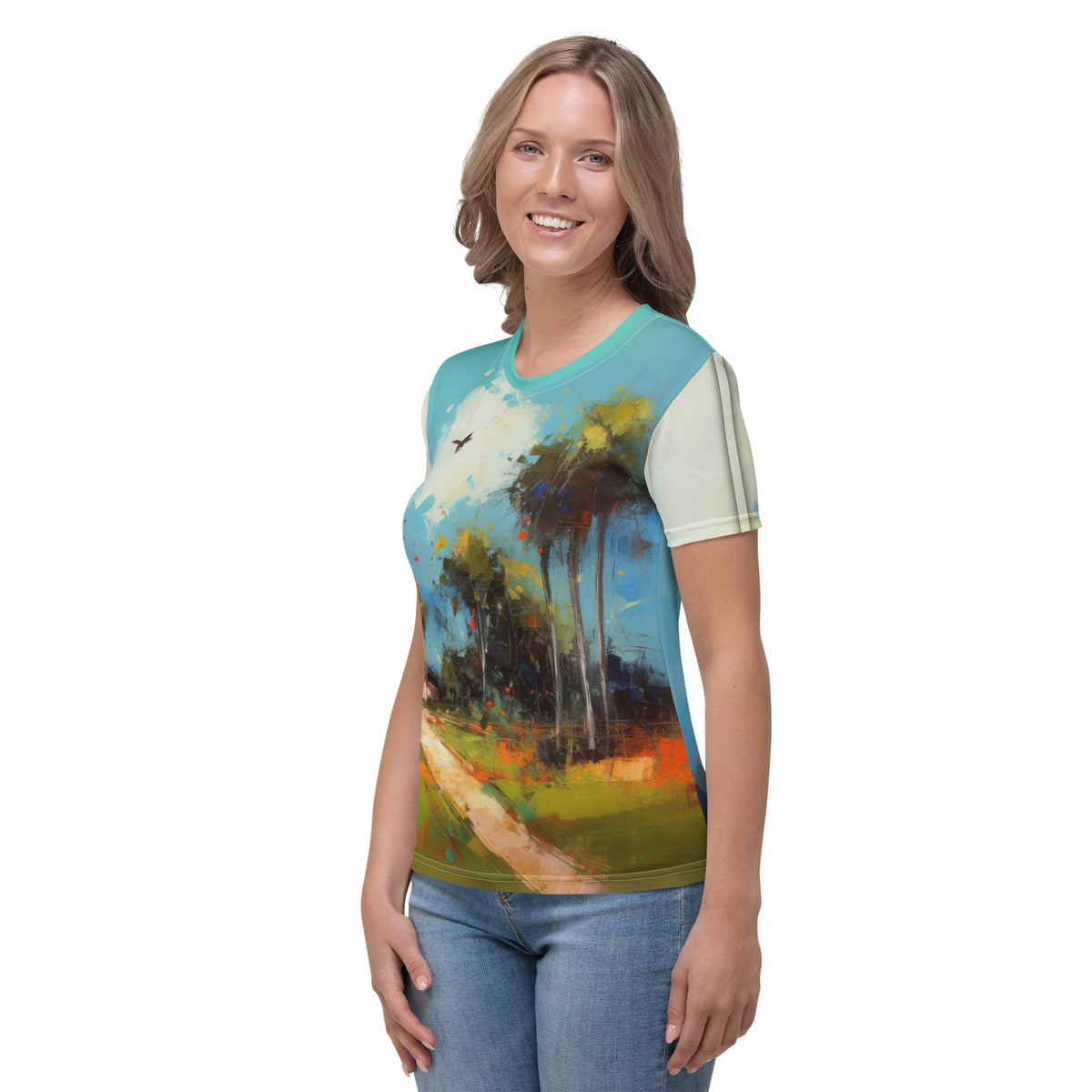 Starry Night Reflection All-Over Print Women's Crew Neck T-Shirt