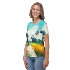 Coastal Paradise Landscape Women's Crew Neck T-Shirt