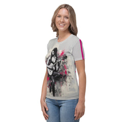 Linear Elegance All-Over Print Women's Crew Neck T-Shirt