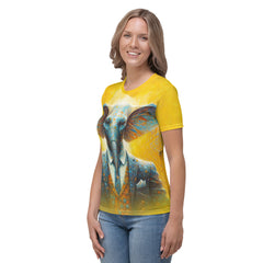 Playful Elephant All-Over Print Women's Crew Neck T-Shirt