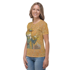 Elegant Feline All-Over Print Women's Crew Neck T-Shirt