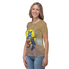 Charming Calico All-Over Print Women's Crew Neck T-Shirt