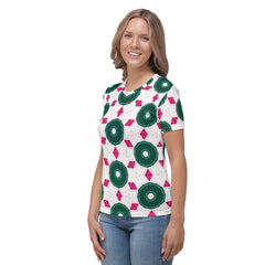 Radiant Rose Diamond Elegance Women's Crew Neck T-Shirt