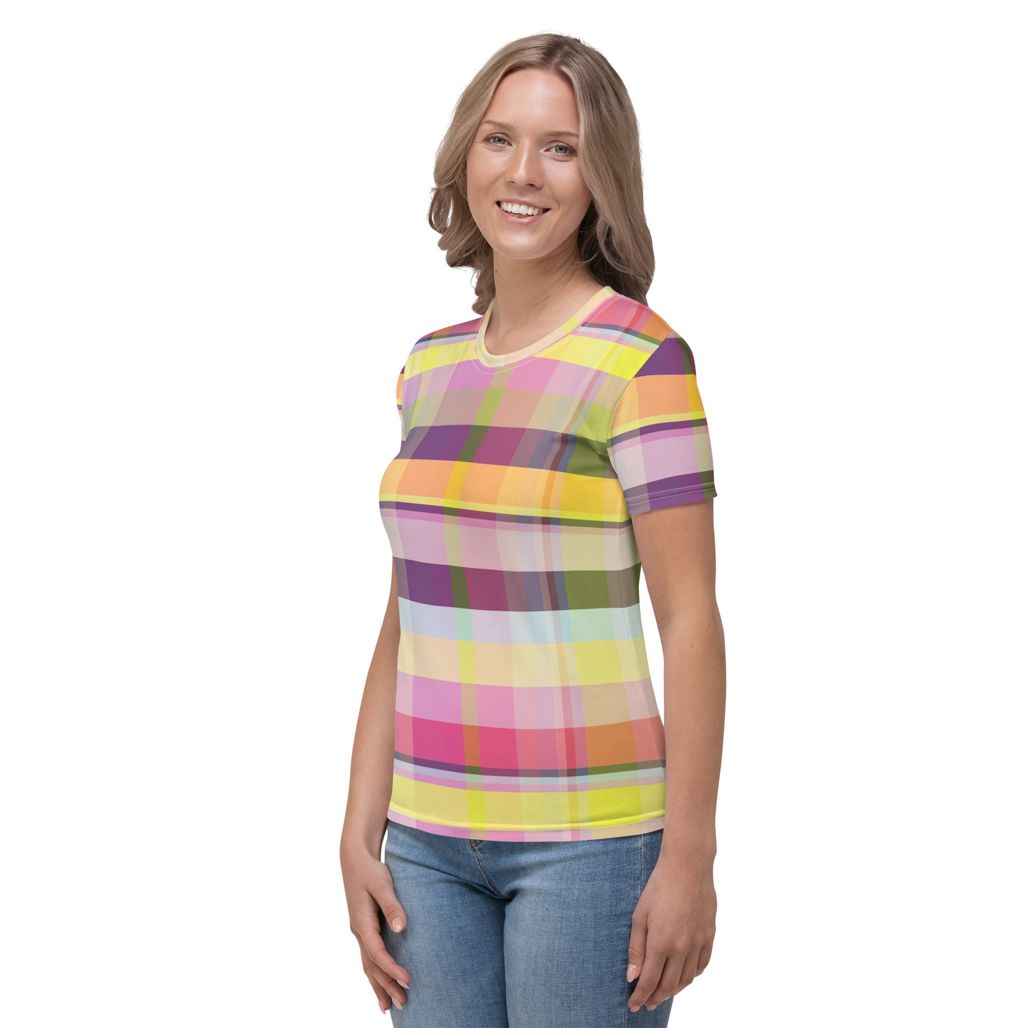 Eye-catching women's t-shirt with a fiesta fiesta print, designed to spread happiness and color wherever you go.