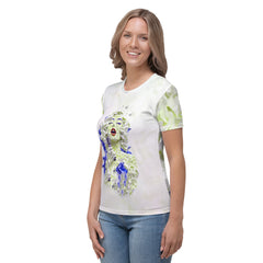 Woman wearing Blues Serenity Crew Neck T-Shirt casual look