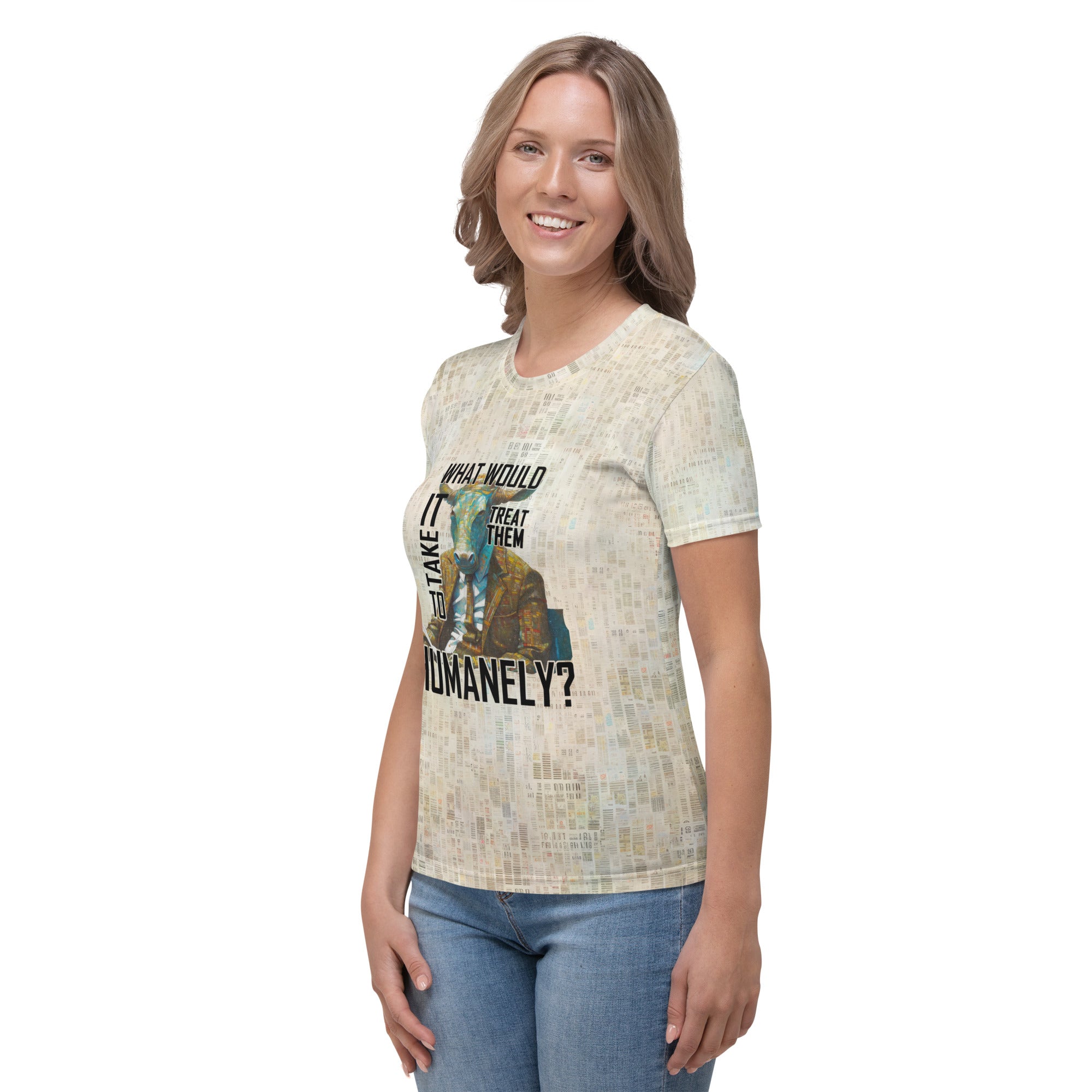 Soft and comfortable Radiant Rabbit women's t-shirt with crew neck detail.