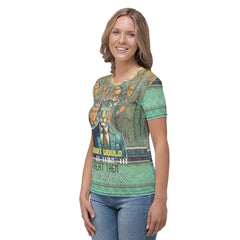 Stylish women's t-shirt with unique moose artwork.