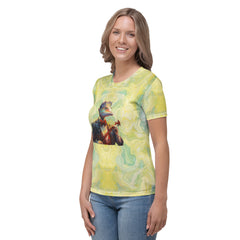 Woman wearing Dreamy Deer Crew Neck T-Shirt outdoors