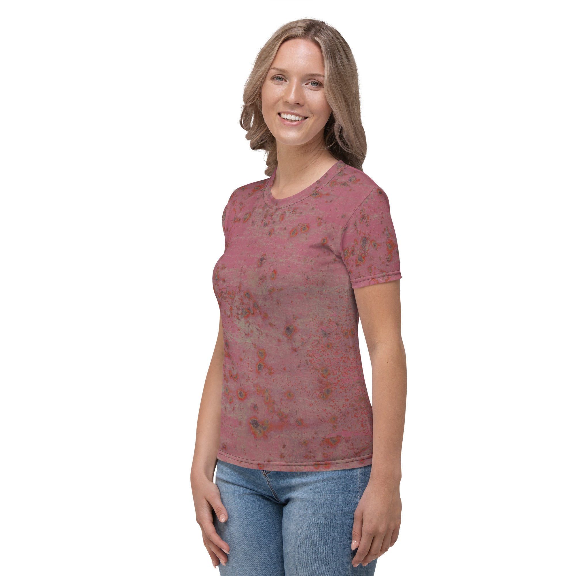 Rainbow Radiance T-Shirt styled with light denim for a fresh, casual look.