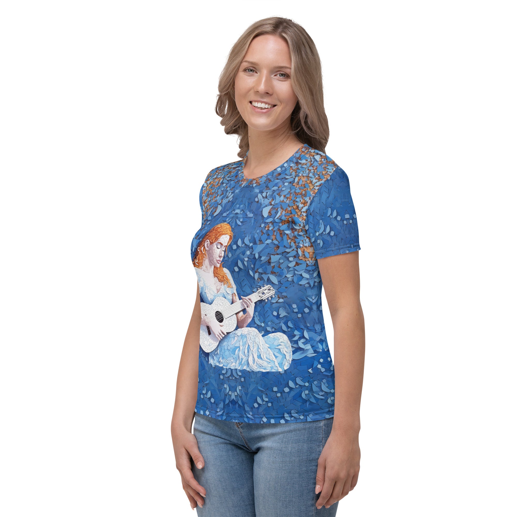 Back view of Serene Lotus Bloom Women's T-Shirt showcasing the elegant fit.