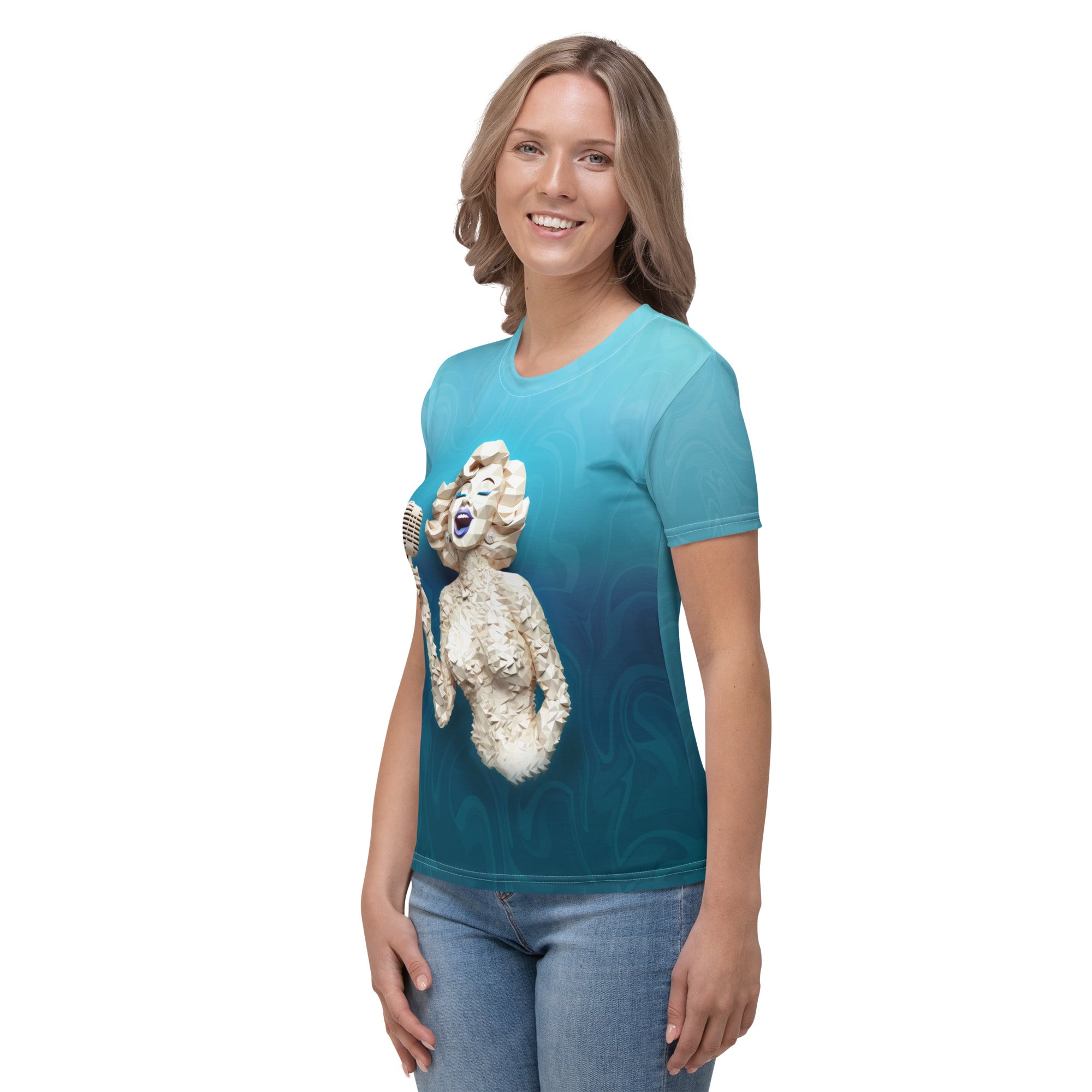 Elegant Zen Garden Harmony print on a women's crew neck t-shirt.