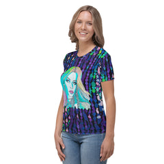 Stylish Graphic Pop Symphony tee for women, crew neck.