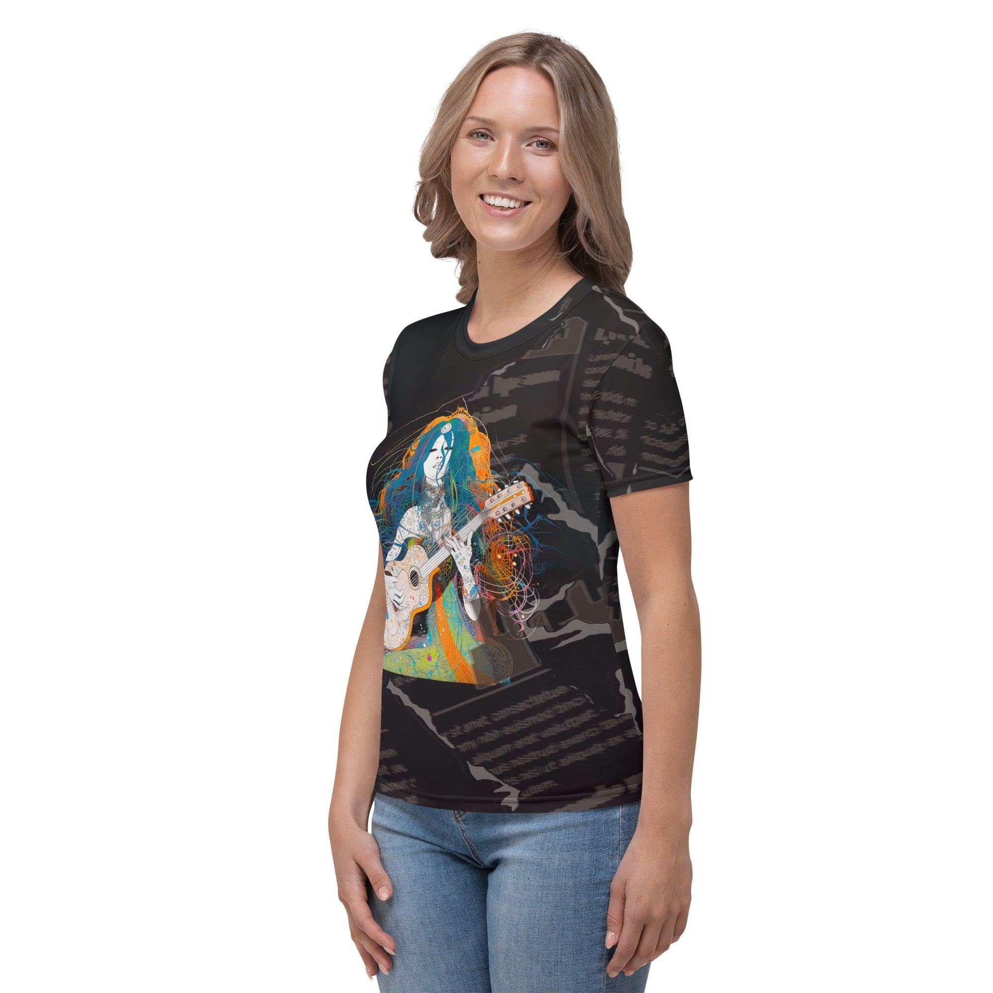 Stylish women's T-shirt with a funky retro revival design.